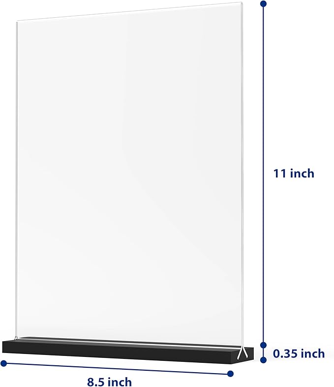 Acrylic Sign Holder Desktop Display Holder for Homes Restaurants Offices Shops (3 Pack 8.5x11 Black)