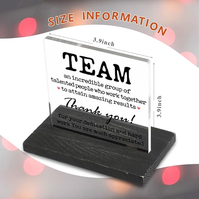 Inspirational Team Office Decor, Thank you Appreciation gifts for Team, Team Gifts for Employees, Going Away Gift Retirement Gift for Employees Coworker Boss, Team Gift Decor Plaque-DX329