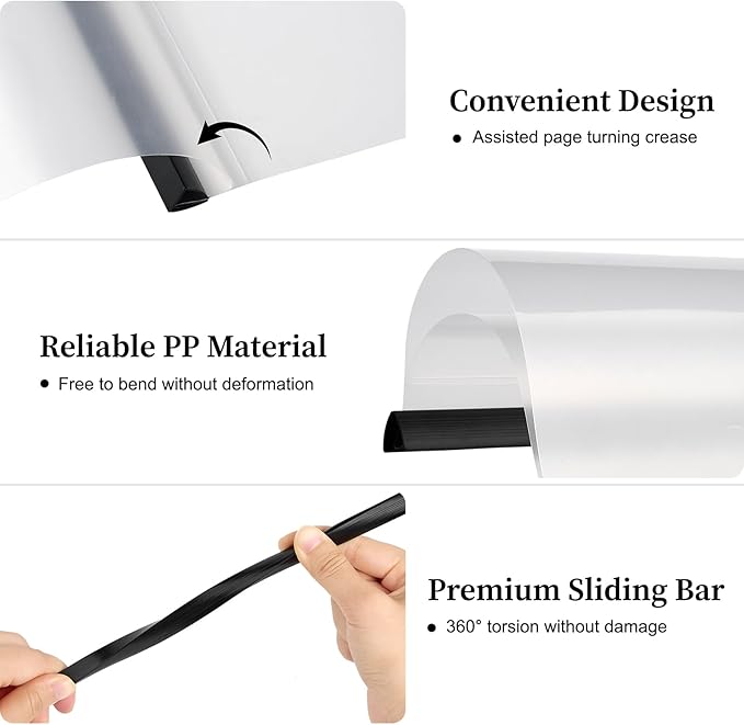 JOERSH 5Pcs Clear Report Covers with Sliding Bar, 40 Sheet Capacity Plastic Binder Paper Protector, Report Folders with Clear Cover for Resume File Documents, Black