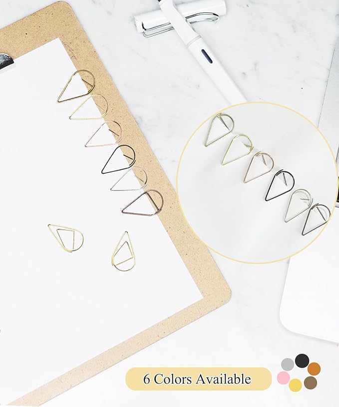 200 Pcs Teardrop Paper Clips Bulk,Stainless Steel Rust-Resistant Paperclips for Wedding Invitations, 3X Stronger Hold with Mirror Polish (Copper+Bronze, 1inch)