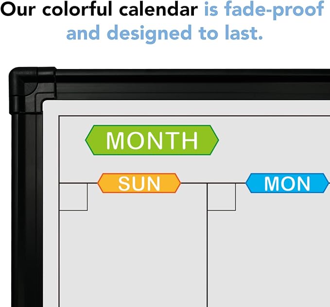 JILoffice Magnetic Calendar Whiteboard & Bulletin Corkboard Combination, Combo Board 36 x 24 Inch, Black Aluminum Frame Wall Mounted Board for Office Home and School with 10 Push Pins