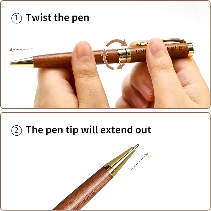 Fancy Wooden Pens Set with Box Congratulations Gifts for Women Men New Job Promotion Gift for Coworkers Boss Lady Office Business Pen Nice Positive Writing Pens Journaling Luxury Engraved Pens