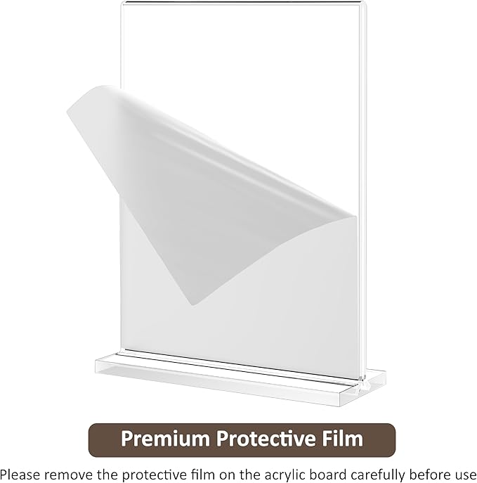 8.5x11 Acrylic Sign Holder 5 Pack, Vertical Double-Sided Display Standing, Clear Plastic Sign Holder Paper Flyer Menu Brochure Holders 8.5x11 inches for Restaurants, Office, Store