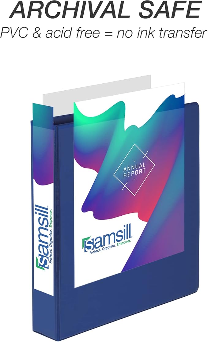 Samsill Durable 1.5 inch 3 Ring Binder, Made in USA, D Ring Binder, FSC 100% Recycled Chipboard, Basis Assortment, 4 Pack