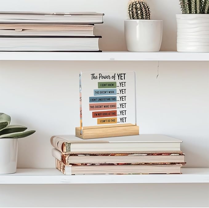 Therapy Office Decor, Mental Health Desk Decoration, School Counselor Gifts, Gifts for Women Psychologist School Counselor Therapist Halloween Christmas, The Power of Yet Acrylic Sign