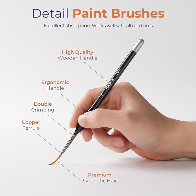 Nicpro Miniature Paint Brushes Drybrush - 31PCS Model Paint Brush Set for Acrylic Oil Watercolor, Detail Paint Brush Dry Brush for Model, Miniature Painting, Paint by Numbers, Craft - with Container
