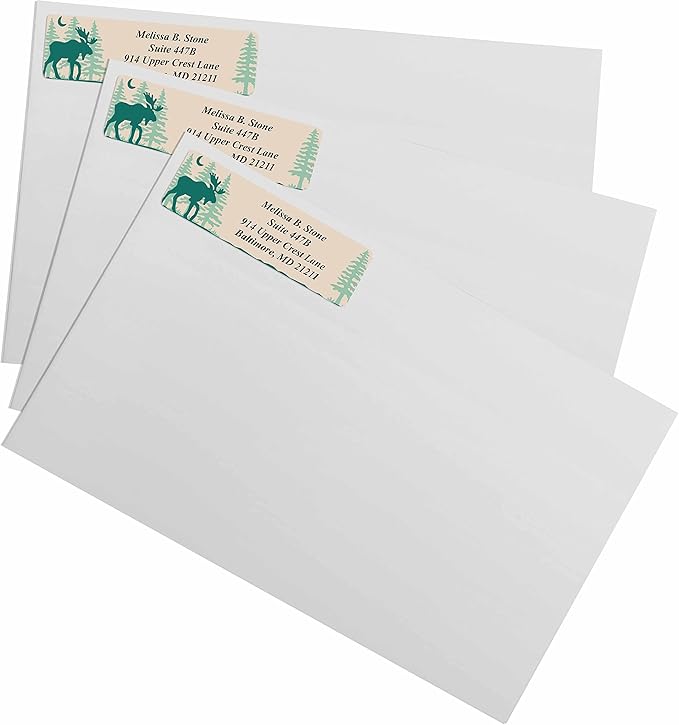 Brushed Moose Designer Rolled Address Labels with Elegant Plastic Dispenser