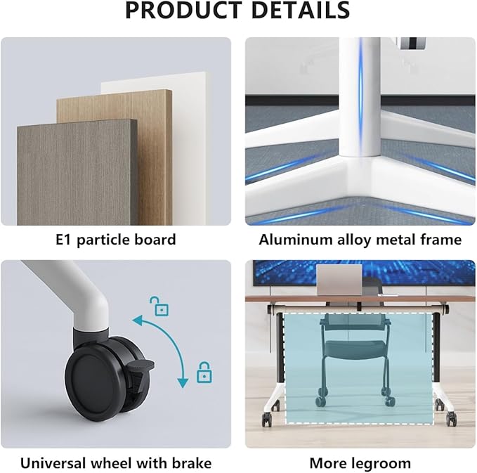 Conference Room Table, Folding Conference Tables,Thicken Grey Tabletop,Flip Top Wooden Seminar Meeting Room Table for Conference Room Offices (10, Walnut, 61.0“)