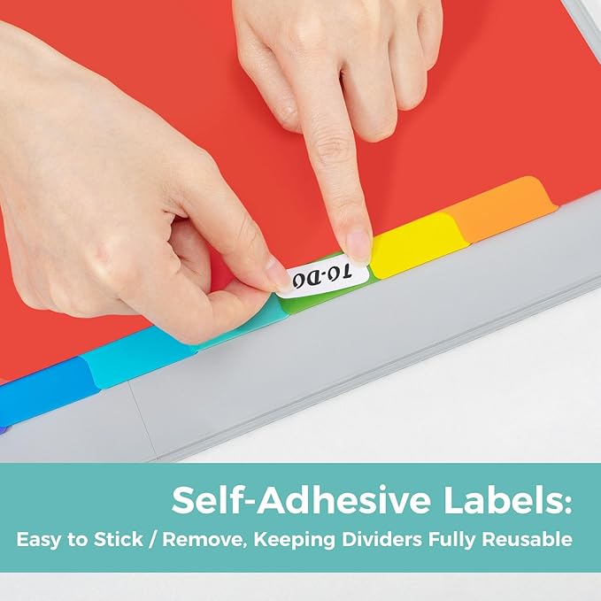 SUNEE 8 Tab Binder Dividers,Plastic Dividers for 3 Ring Binder,3 Ring Binder Dividers with Tabs for School Office Home Supplies,Bright Color, 2 Set