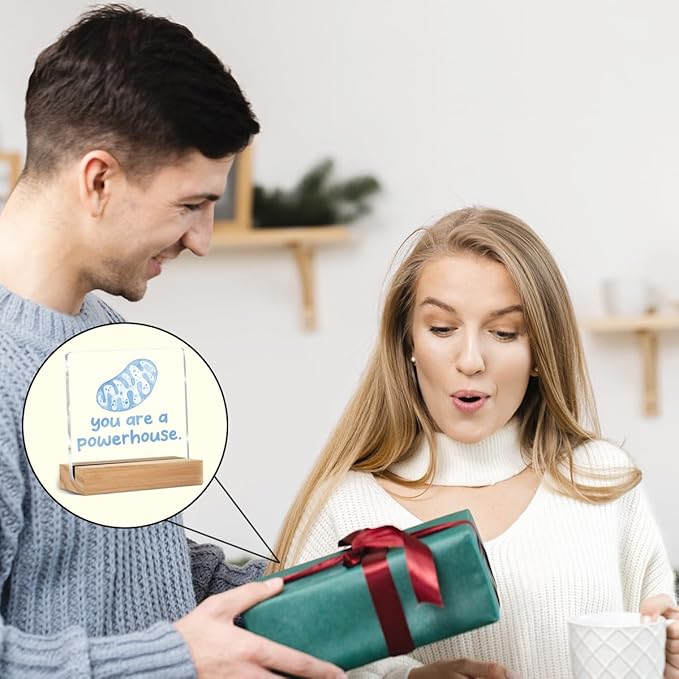 Biology Gifts for Women Men, Science Motivational Quote Sign, Thank You Gifts for Home Office Desk Acrylic Decorative Signs for Teachers Colleague Healthcare Providers, 4 x 4 Inch