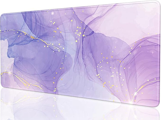 Desk Mat, 32" x 16" XXL Extended Large Gaming Mouse Pad, Desktop Decor Desk Pad, Cute Men Women Office Supplies and Accessories, XL Mouse Mat for Laptop & Keyboard, Minimalism Purple Marble
