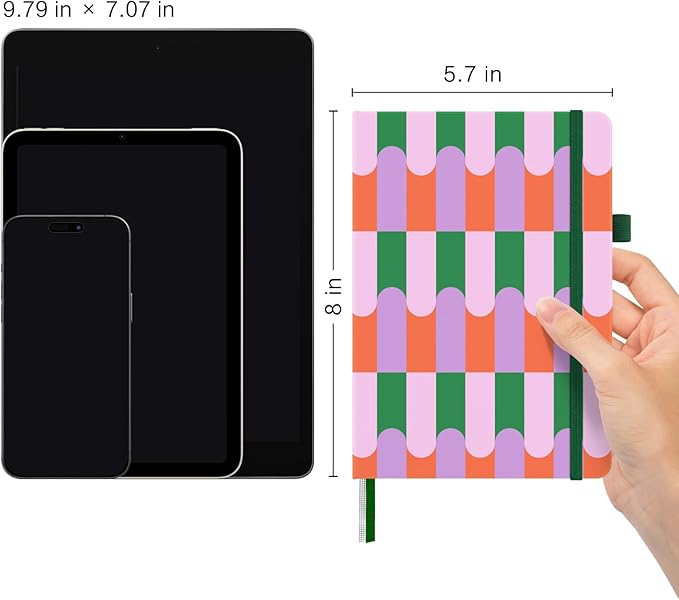 &And Per Se Lined Journal Notebook for Women&Men with Pattern, 160 Pages 100GSM Thick Paper, A5 Hardcover Journals for Writing(Color Block)