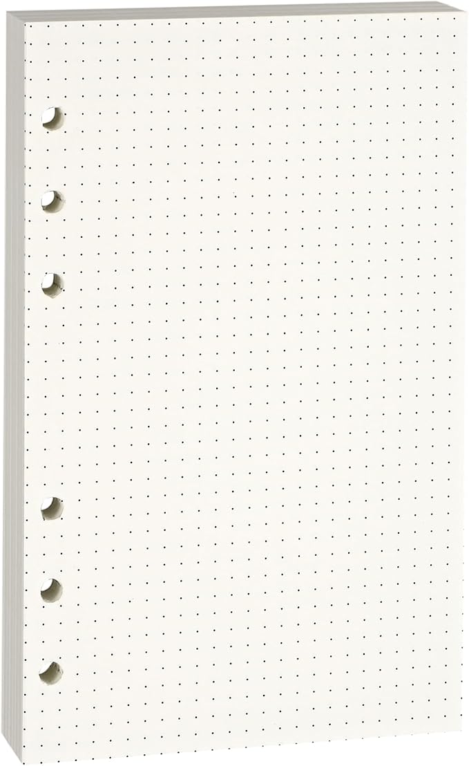 A6 Dot-Ruled Refill Paper, 100gsm Thick Beige No-Bleed Sheets (80-Pack), Pre-Punched – Fits A6 6-Ring Binders for Office, School & Teachers