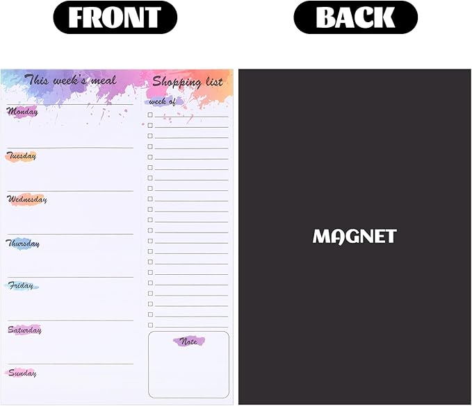 Meal Planner for Fridge, 60 Sheets 7x10" Magnetic Meal Planners and Grocery List Undated Weekly Meal Planner with Tear off Shopping List for Meal Planning and Convenient Shopping, Colorful Ink