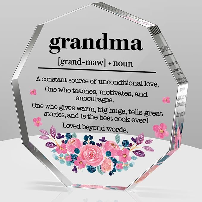 Grandma Gifts from Grandchildren Thank You Gift for Grandma Best Grandma Ever Birthday Christmas Gift for Grandmother Nana GiGi Great Grandma Gammy Grandma Definition Acrylic Decorative Signs Plaques