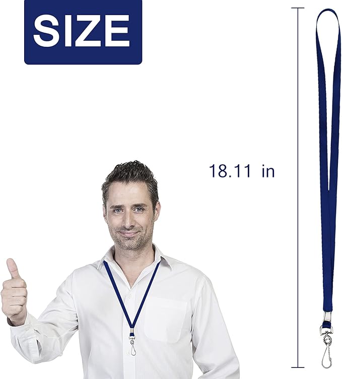 Navy Blue Lanyards for ID Badges,100 Packs Lanyards with Swivel Hook Clips for Name Tag Lanyard ID Holder (Navy Blue, 100 Packs)