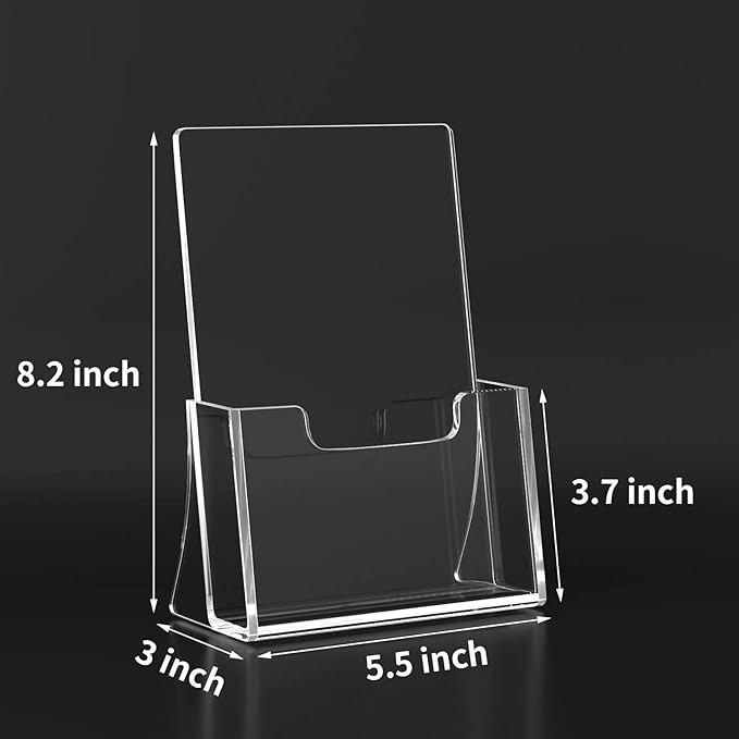 HIIMIEI Brochure Holder 8.5 x 5.5 inches, Acrylic Flyer Holder with 6 Pack, Plastic Stands for Displaying Magazines, Pamphlets, Literature, Brochures, Booklets, Menu