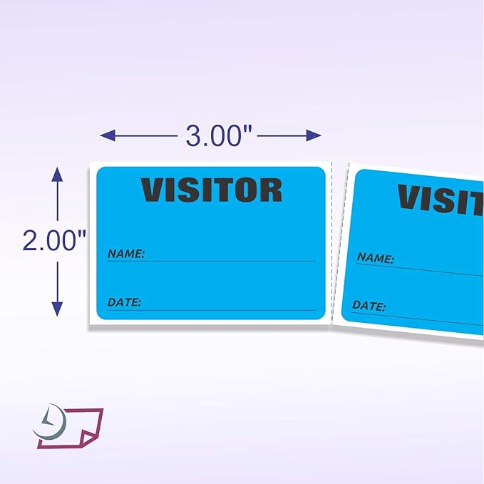 NextDayLabels - 3 x 2 Visitor Labels Pass, ID Labels and Safety Identification Badge Stickers 500 Per Roll (Fluorescent Blue)