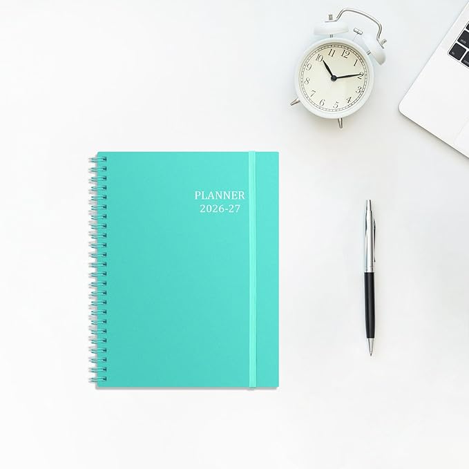 Tiankool Planner 2026-2027 - Jan 2026-Jun 2027 Weekly Monthly Planner with 18 Monthly Tabs, Elastic Closure, Inner Pocket, Round Corner,5.8" x 8.25"- Turquoise