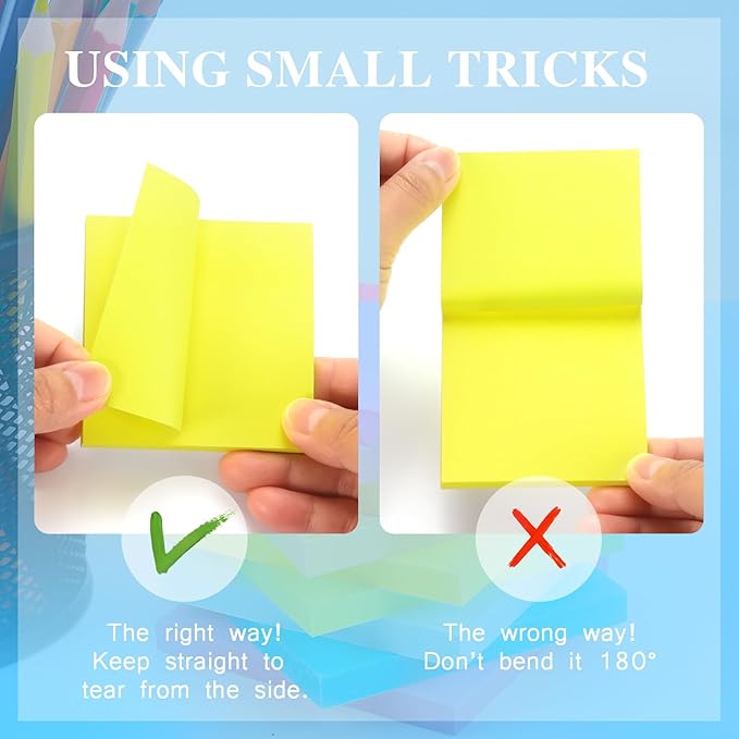 Early Buy Sticky Notes 3x3 Inch 16 Pads, Repositionable Self-Stick Memo Pads, 8 Bright Colors, 60 Sheets/Pad (960 Total) for Office, School, Home, Notebooks