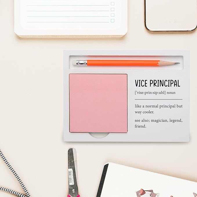 Vice Principal Gift Desk Organizer Funny and Heartfelt Note Pad Holder for Back to School Retirement Promotion, Appreciation Cool Assistant Principal Desk Decor XBCT4