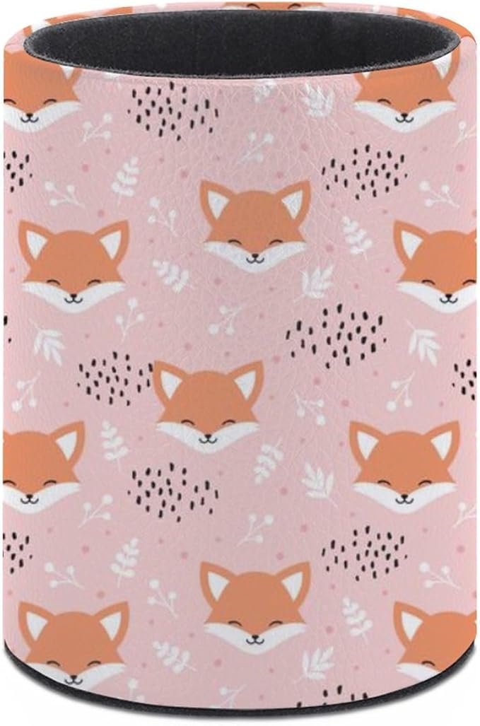 Cute Fox Pen Holder Pencil Organizer Cute Pencil Cup Desk Decor Makeup Brush Holder PU Multifunctional Office Suppliesfor Home Classroom School