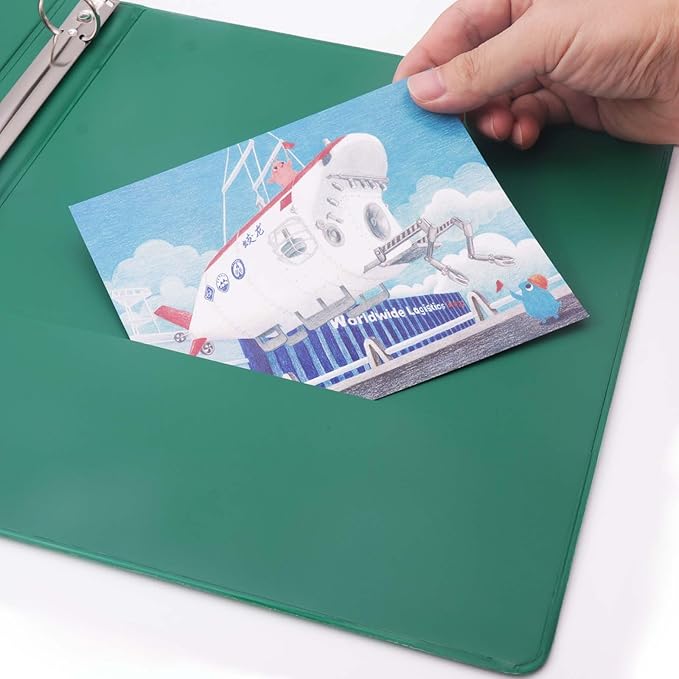 COMIX 3 Ring Binder 1 inch with Clear View Cover, 1" View Binder Holds 200 Sheets of US Letter Size Paper, 6 Pack (Green)