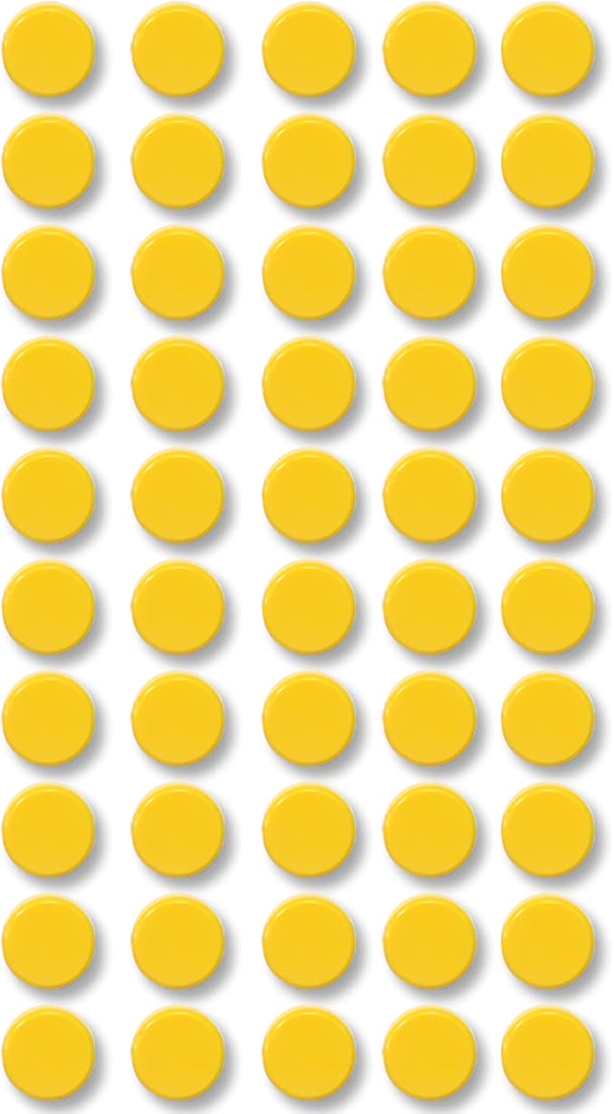 Qualsen Fridge Magnets 50 Pack, Funny Cute Round Refrigerator Magnets for Whiteboard, Locker, Office, Classroom (Yellow)