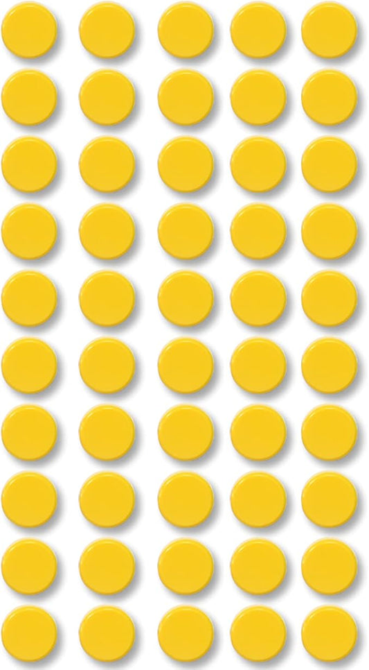 Qualsen Fridge Magnets 50 Pack, Funny Cute Round Refrigerator Magnets for Whiteboard, Locker, Office, Classroom (Yellow)