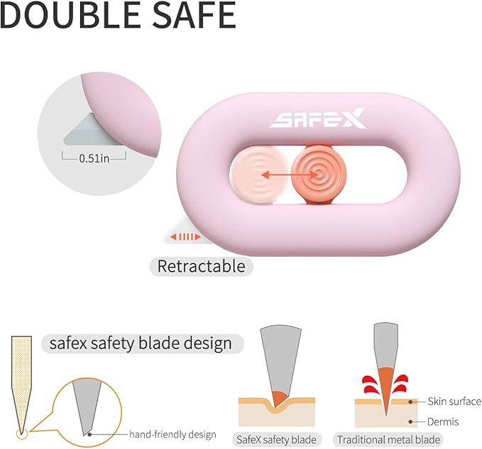 Box Cutter Retractable, Box Opener, Ceramic Box Cutter, Built-In Magnetic, Mini Box Cutter, Safety Box Cutter, Cute Box Cutter, Small Box Cutter For Women, Package Opener, Box Opener Tool (PINK)