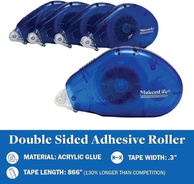 Double Sided Adhesive Tape for Crafts. Repositionable DOTS. (5 Pack)