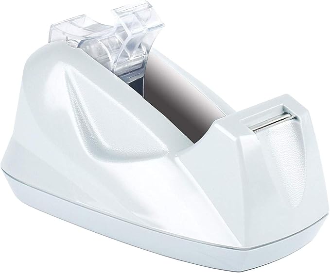 Acrimet Premium Desktop Tape Dispenser Jumbo, Plastic, Non-Skid Base (Heavy Duty) (White Color)