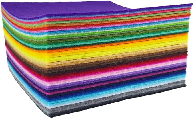 flic-flac 44PCS/88PCS Assorted Color Felt Fabric Sheets Patchwork Sewing DIY Craft 1mm Thick … (25cm * 25cm, 44pcs)