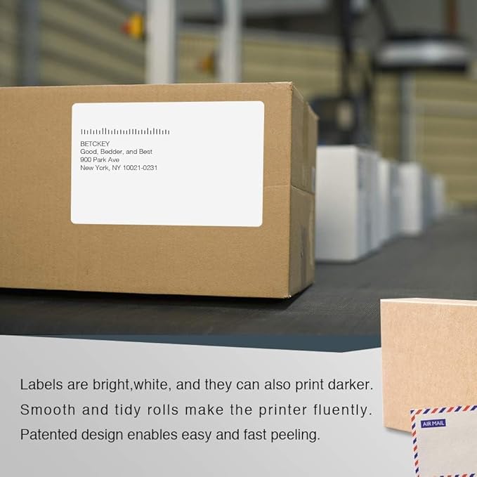 BETCKEY - Compatible DYMO 1744907 (4" x 6") Shipping Labels, Perforated, Compatible with DYMO Labelwriter 4XL Rollo & Zebra, NOT Fit 5XL [10 Rolls/2200 Labels]