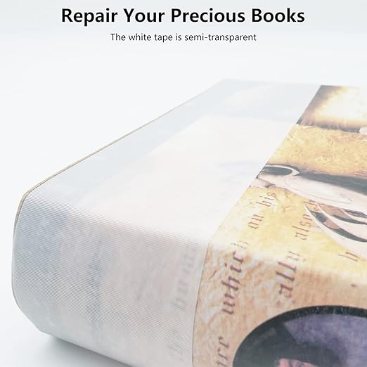 Book Binding Tape, Book Repair Tape 2 Inch Wide, Acid-Free, Easy to Use, Flexible Book Binding Material, Bookbinding Kit, Book Tape for Reinforcing Book Spines and Covers, 2'' x 24', White