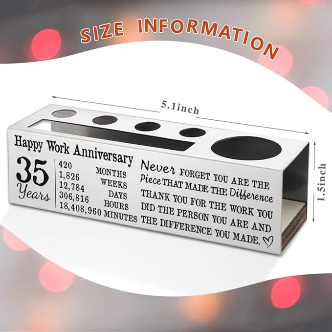 FOKCBOCM 35 year Work Anniversary Plaque gifts for Employee, Appreciation gifts for Coworkers Staff, 35 year Work Anniversary for Her Him, Happy Work Anniversary Office Pencil Holders-DS103
