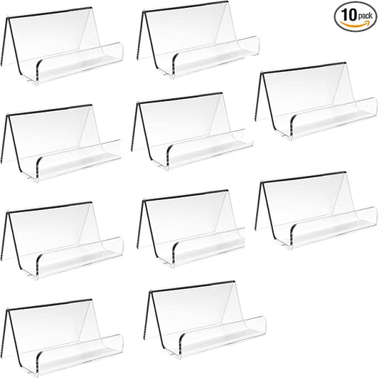 10 Pack Acrylic Business Card Holder for Desk, Business Card Stand Desktop Business Card Holders for Exhibition，Office Acrylic Business Card Stand Display