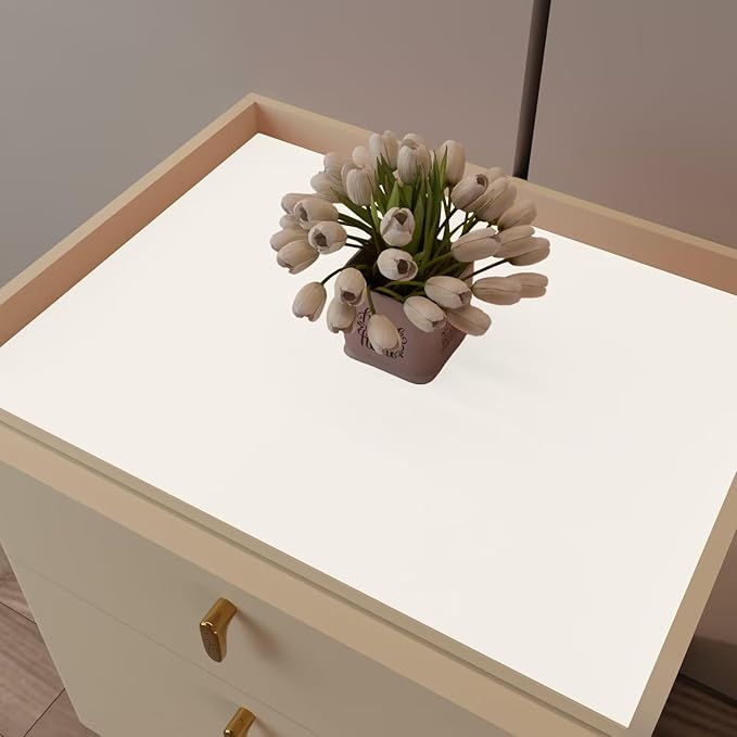 Bedside Table Cover - 17x30 Inch Waterproof Easy to Clean Can Conceal Flaws Protector The Table Top from Scratches Used for Dining (White+White 17x30)