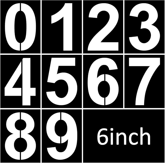 6 Inch Plastic Number Stencils - Reusable Digital Painting Templates for Cake Stencil Address Painting