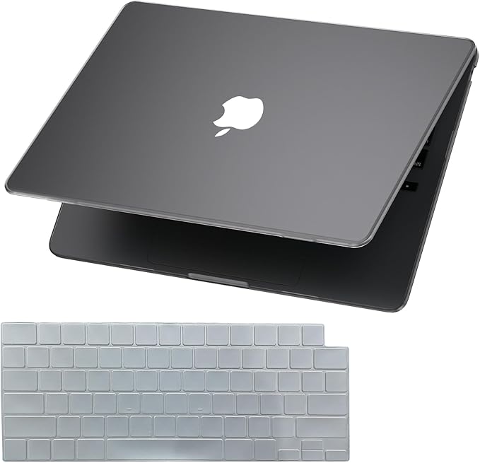KEROM Space Grey Case for MacBook Air 13 inch 2025-2022 M4 M3 M2 A3240 A3113 A2681, MacBook Air M3 13 inch Case, Frosted Matte Plastic Hard Shell & Keyboard Cover for Mac Air 13.6'', Space Gray Clear