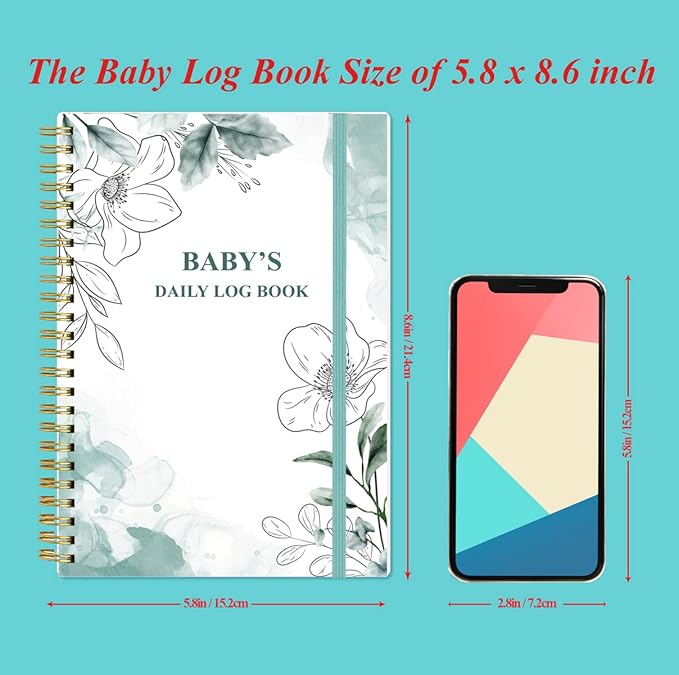 Baby's Daily Log Book - A5 Baby's Tracking for Newborns, 150 Easy to Fill Pages to Track and Monitor Your Newborn Baby's Schedule, Teal Flowers