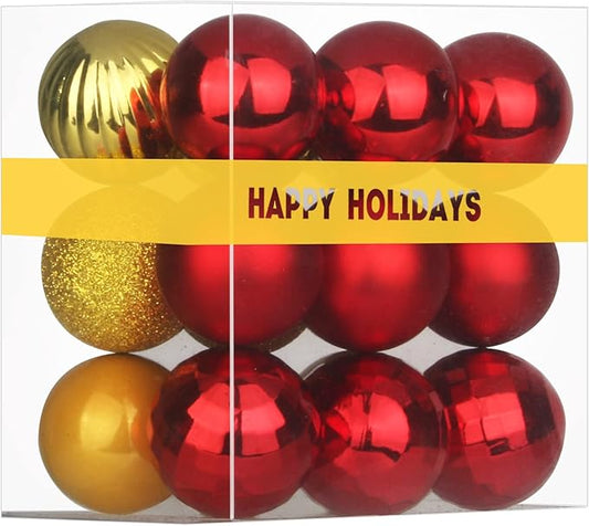 Red & Gold 3.2" Large Christmas Balls - Christmas Tree Decoration Ornaments Shatterproof Hanging Balls for Birthday Halloween Holiday Wedding Decorations Set of 18pcs