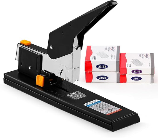 Heavy Duty Stapler 210 Sheets Capacity, Effortless Office School Stapler with Adjustable Stapling Width of 60mm (2.36") with 4000 Staples, Black