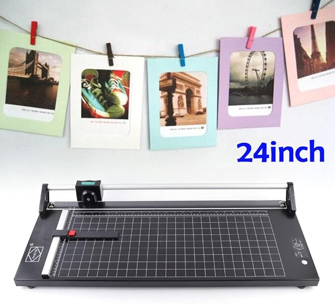 24Inch Rotary Trimmer Paper Cutter,Manual Precision Paper Cutters Trimmers Photo Paper Cutter with Automatic Paper Weighting,Self-Sharpening for Craft Paper, Card Stock and Office Paper