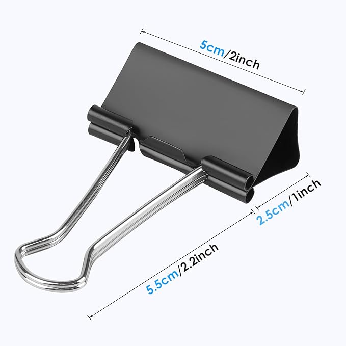 Ufmarine Extra Large Binder Clips 2 inch, (72 Pcs) Big Paper Clips for Office