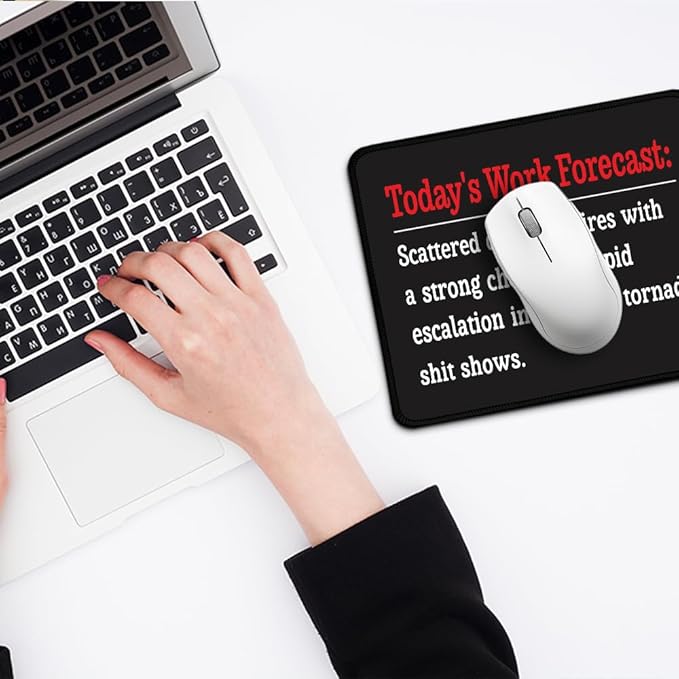 Today's Work Forecast Rectangular Mouse Pad, Funny Mouse Pads for Desk, Coworker Sarcastic Gifts, Office Gifts for Coworkers, Funny Employee Gifts for Colleagues, Sarcastic Teacher Gifts E