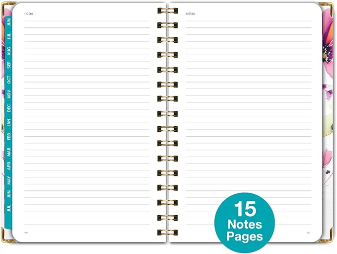 HARDCOVER Academic Year 2025-2026 Planner: (June 2025 Through July 2026) 5.5"x8" Daily Weekly Monthly Planner Yearly Agenda. Bookmark, Pocket Folder and Sticky Note Set (Rainbow Floral)
