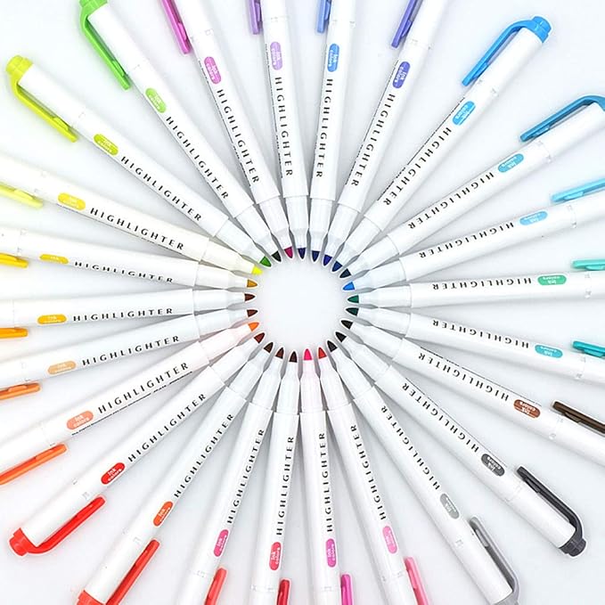 YOOUSOO 25 Pack Pastel Highlighters Assorted Colours, Dual Tip Bible Highlighter, Chisel Tip Mild Highlighters No Bleed Fluorescent Highlighter Pens for School Student Office Journals
