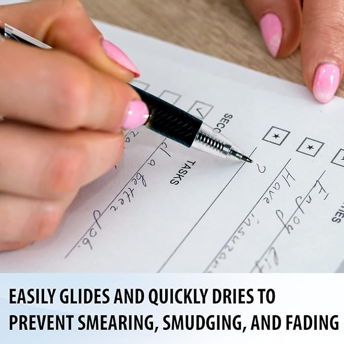 Inc. ClipClicks Retractable Ballpoint Pens - Bulk 1.0-mm Medium-Point Pen Set With Comfort Grip for School, Office, Writing, and Journaling, 50 Count, Black