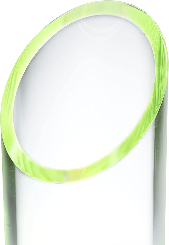 OfficeGoods Acrylic Pen & Pencil Holder - Modern Cylinder Design - Beautiful Desk Organizer for Home or Office - Contrasting Base & Rim - 5.25” H x 2.5” W - Neon Green